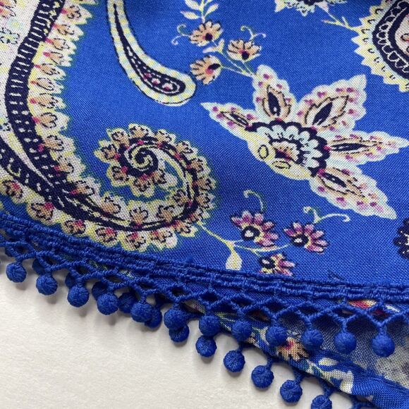 Bebop Blue Paisley Romper Jumper Shortalls Size XL NWT Off Shoulder Shorts - Picture 8 of 10